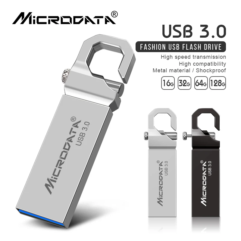 

USB 3.0 Metal Flash Drive 32GB 64GB 128GB key chain Pendrive Waterproof usb Pen 16GB USB Memory Stick Flash Disk High Speed 3.0
