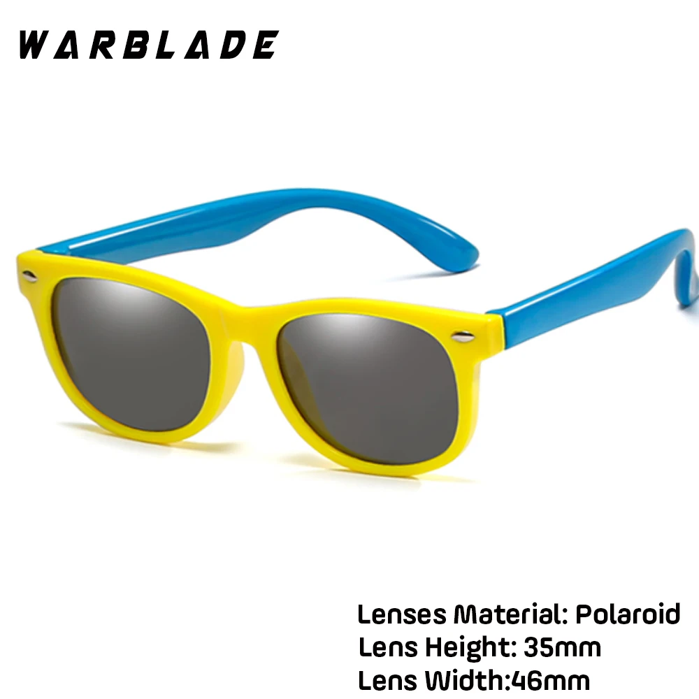 WarBLade Girls Sunglasses TR90 Silicone UV400 Child Baby Eyewear Kids Sun glasses Children Glasses Polarized Lenses Girls Boys - Цвет линз: yellow blue