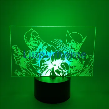 

Wolverine Deadpool Action Figure 3d Led Lights Color Changing Model Toy X Men Deadpool Wolverine night light Cartoon led light