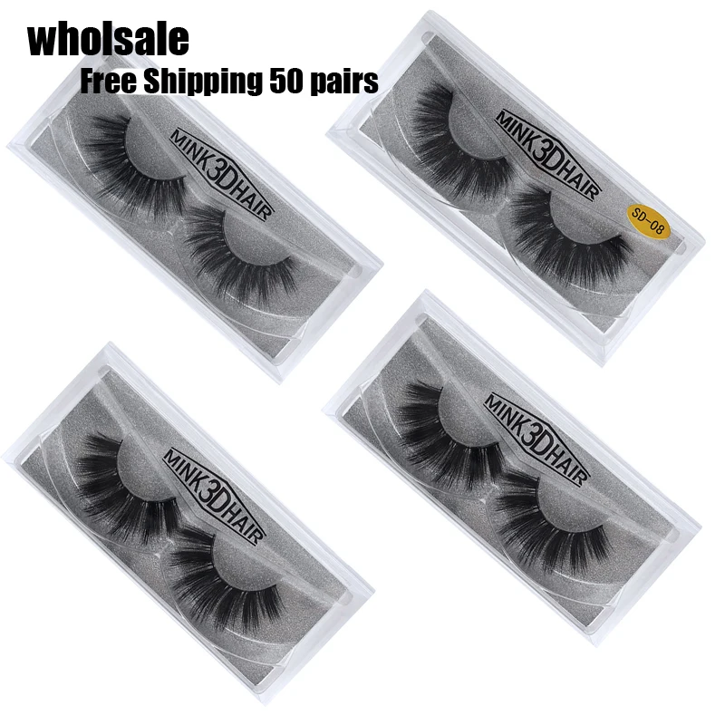 

50 Pairs 3d Mink Lashes Wholesale Handmade natural False Eyelashes 3D Mink Eyelashes Dramatic Lashes 17styles makeup Eye Lashes