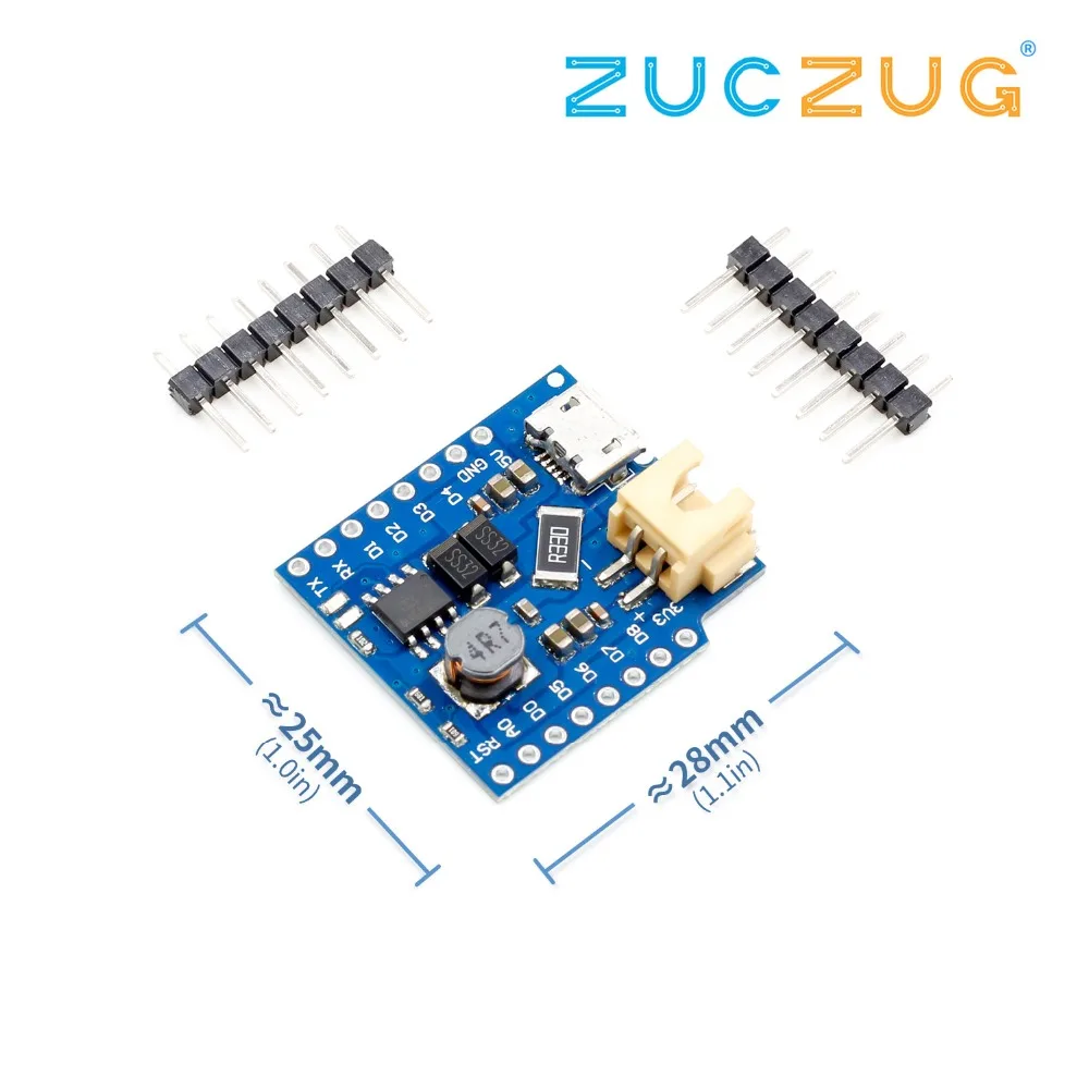 

For Wemos D1 Mini Battery Shield USB Single Lithium Battery Charging Boost Module With Pins LED Indicator 5V DC