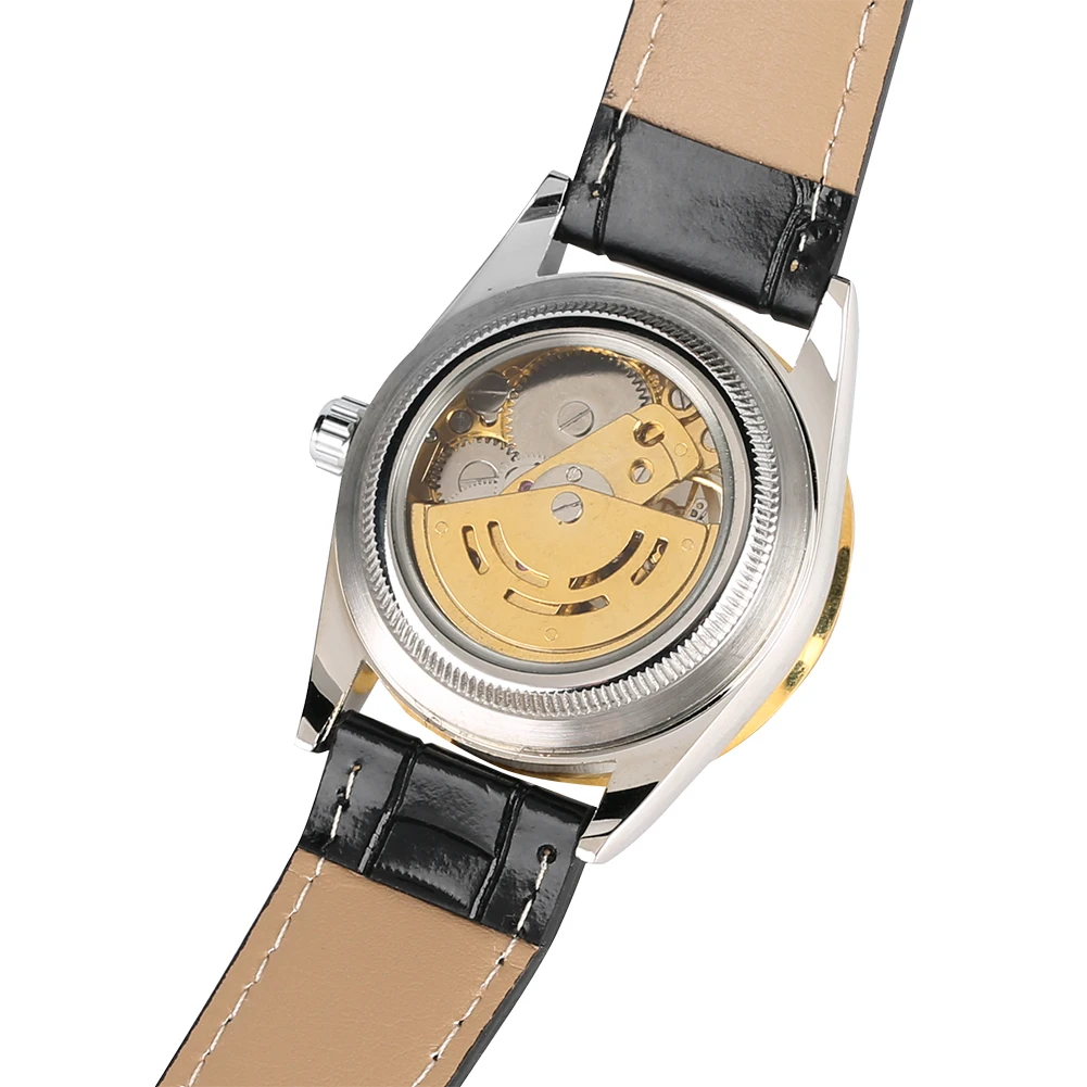 Женские часы со скелетом, механические часы, с автоматическим заводом, роскошные золотые часы с бриллиантами, с выемкой, золотой чехол