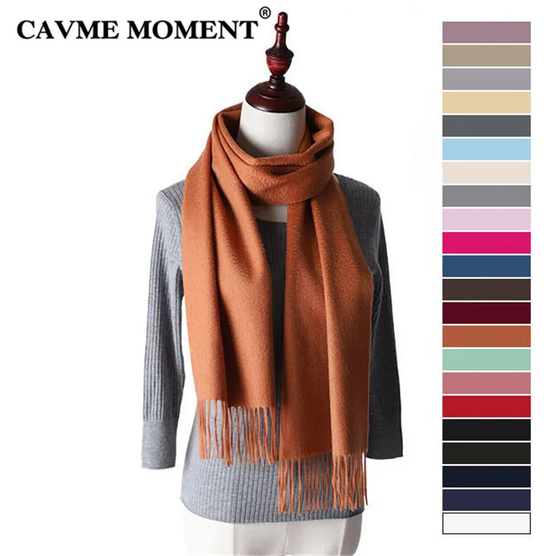 

CAVME Unisex Cashmere Scarf Basic Long Scarves Solid Color Classic Simple Women Men's Wraps Shawls 100% Cashmere 30*180cm 120g