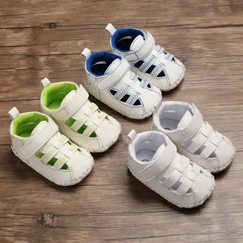 

Summer Baby Boy PU Soft Sole Anti-slip Crib Shoes First Walkers Walking Shoes