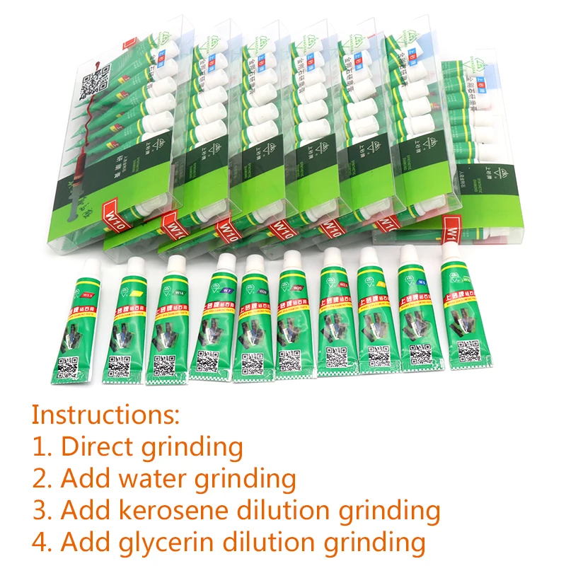 High Quality 12pcs W0.5-W40 Diamond Abrasive Grinding Polishing Paste Needle Tube Lapping Compound Metal Jade Amber Buffing Tool