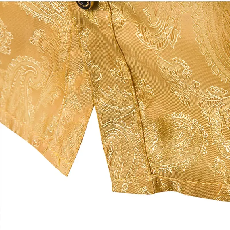 Высококачественная Мужская шелковая атласное с длинными рукавами с принтом, рубашки, вечерние рубашки с отложным воротником, мужская