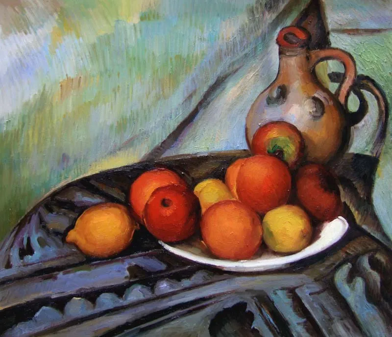 Fruit and a Jug on a Table by paul cezanne handpainted still life