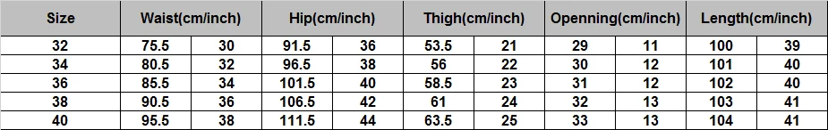 Size chart