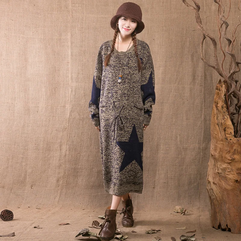 Mori Girl Style New autumn and winter Long sweater dress loose Leisure