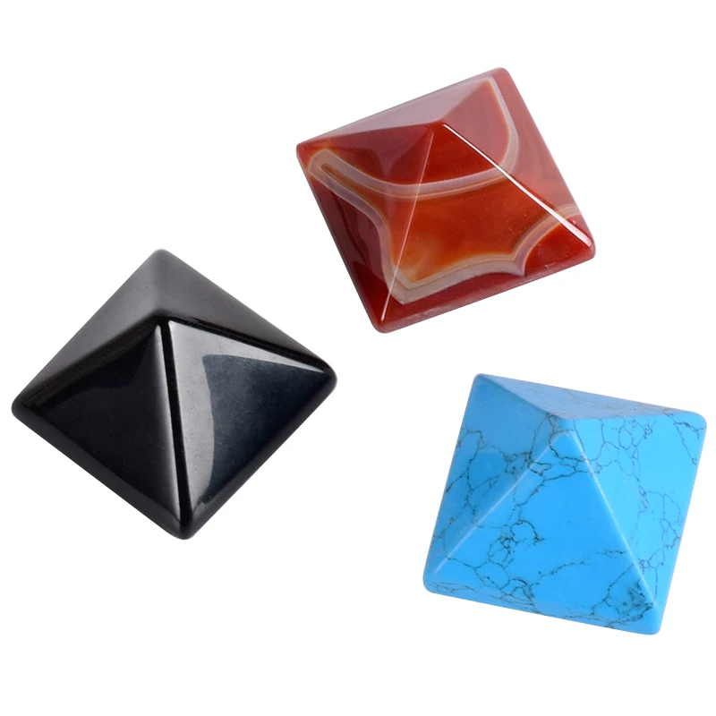

Hand carving pyramid Figurine Energy Healing natural Quartz Crystal Egypt Mini Statue Feng shui Egyptian model miniature 30mm