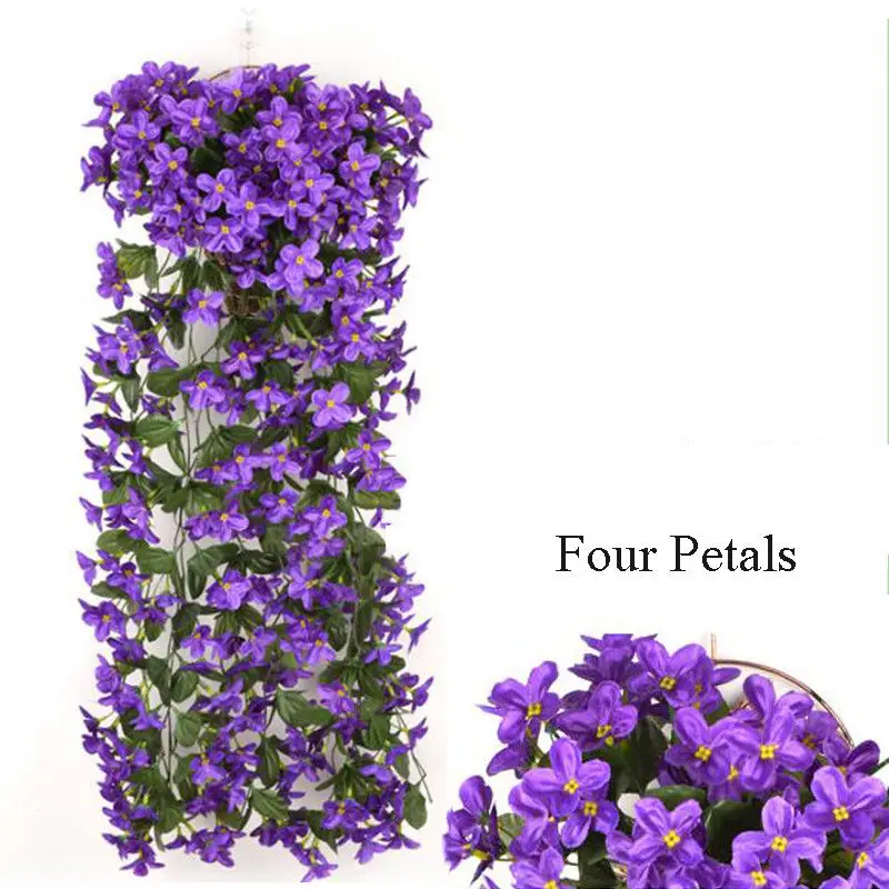Artificial Violet Flowers, Hanging Ivy Plant Fake Silk Wall Wisteria Basket Orchid for Wedding Home Garden Balcony Floral Decora Artificial Violet Flowers, Hanging Ivy Plant Fake Silk Wall Wisteria Basket Orchid for Wedding Home Garden Balcony Floral Decora