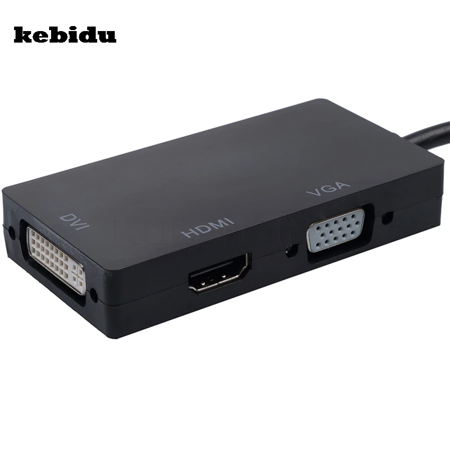 

kebidu 3 In 1 Thunderbolt Mini Display Port Mini DP Male To HDMI DVI VGA Female Adapter Converter Cable For MacBook Air Pro MDP