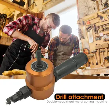 

Nibbler Sheet Metal Cut Double Head Sheet Metal Cutter Drill Attachment Home Hand Tools Power Tools Accessaries new