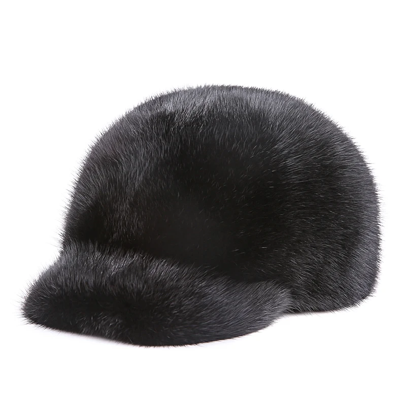 RY0115 Роскошная зимняя унисекс шапка из куницы полностью кожаная норковая меховая бейсболка для мужчин и женщин из натуральной кожи черная коричневая шапка