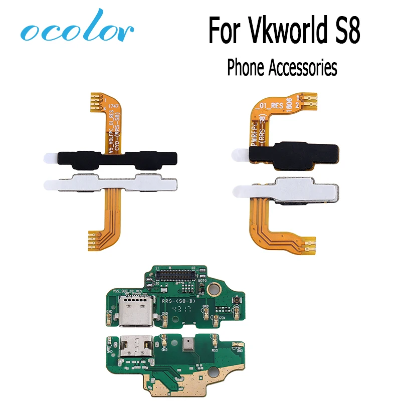 Гибкий кабель ocolor для Vkworld S8, Кнопка громкости, гибкий кабель для Vkworld S8, usb-разъем, плата для зарядки, запасные части