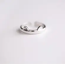 925 Sterling Silver Cat Ear Ring Design Cute S925 Jewelry Cat Ring For Women Young Girl Child Adjustable Freeshipping