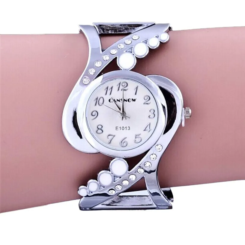 Потрясающие часы с браслетом, Брендовые Часы с полым браслетом, роскошные женские наручные часы, модные 5,17 - Цвет: Белый