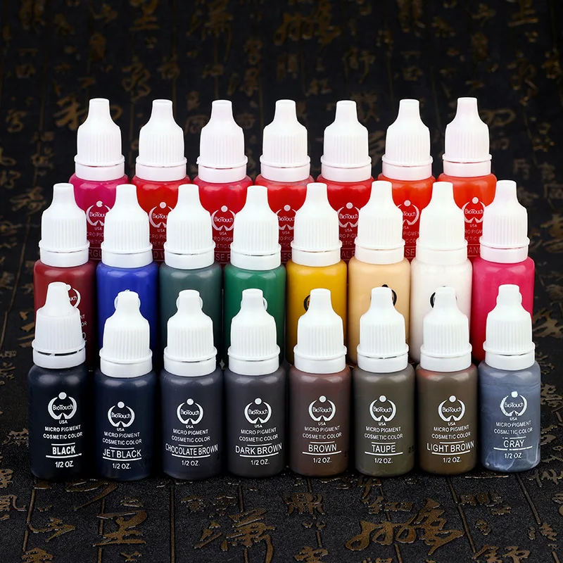 10pcs Biotouch Tattoo Ink Permanent Makeup Pigment 15ml Cosmetic Brown