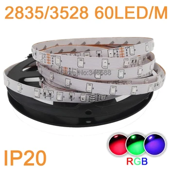 

5M DC12V 300LEDs 3528 2835 SMD 12V 60 LED/M Flexible LED Strip Light IP20 Non-Waterproof RGB Color for party home decoration