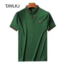 TJWLKJ пчела вышивка полорубашка топ бизнес мужчины Camisa Masculina Хлопок Рабочая Рубашка-Поло Плюс Размер 5XL летний обычный Тройник рубашка