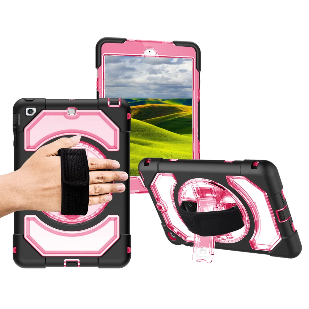 

Case for iPad Mini 3 2 1 Cover with 360 Degree Rotating Hand Strap & Kickstand Rugged Drop Resistance Protection Case FHL02