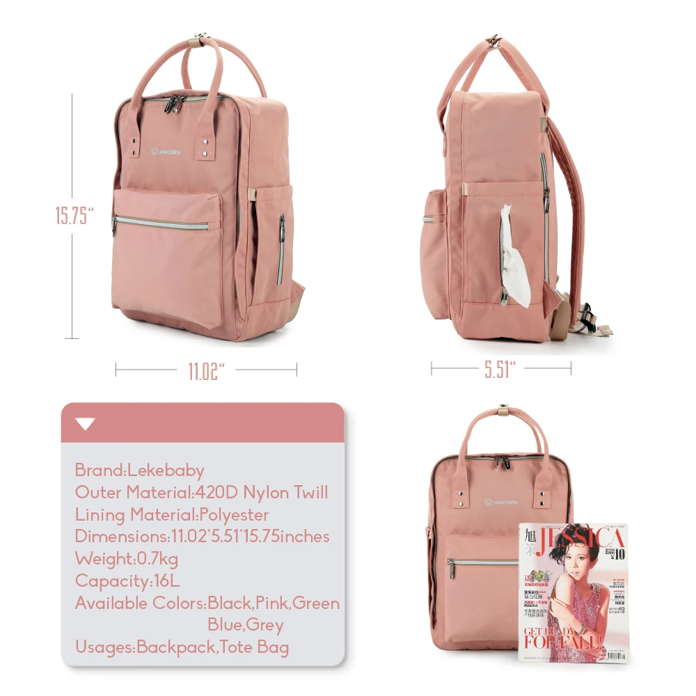 Lekebaby модная сумка для мам сумка для пеленок большая емкость для ухода за ребенком пеленка сумка для путешествий Рюкзак дизайнерский для коляски