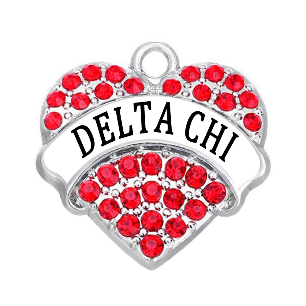 На заказ греческие буквы Delta Chi имена слова сердце Кристалл Шарм Sorority Подарочные
