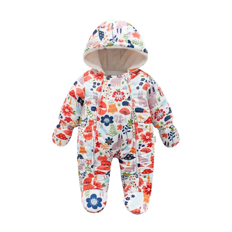 Ircomll/ г.; Одежда для новорожденных девочек; зимние комбинезоны для маленьких девочек и мальчиков; Осенний комбинезон с капюшоном и цветочным принтом; детская верхняя одежда