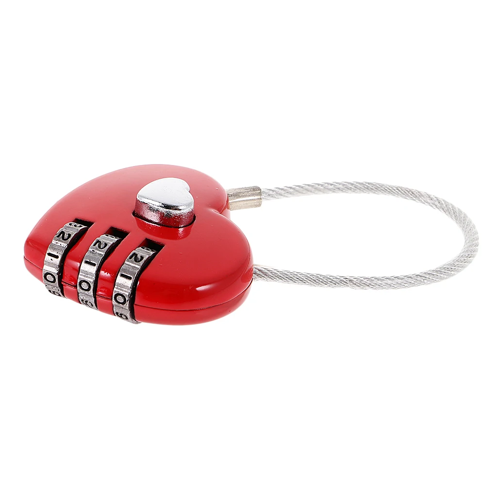 

Heart Wire Combination LOCK PADLOCK FOR LOCKER SCHOOL TRAVEL SUITCASE Red
