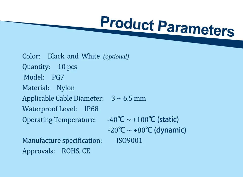 Lddq Высокое качество 10 шт. PG7 Кабельный ввод нейлон Водонепроницаемый разъем для 3-6.5 мм кабель IP68 Черный и белый Best продвижение