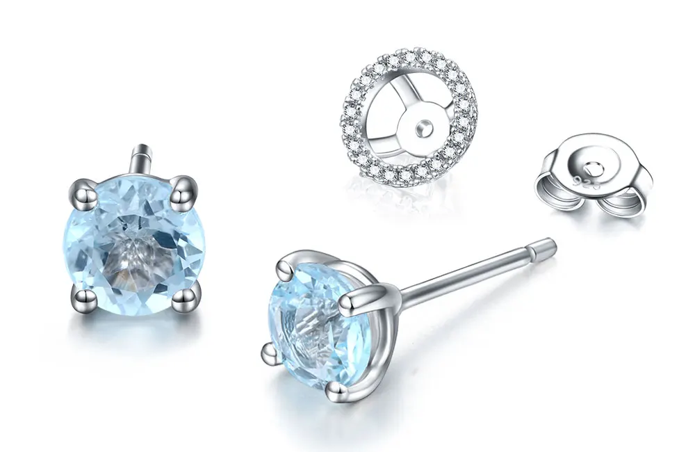 silver blue topaz earrings CAE01986SD-1 (4)