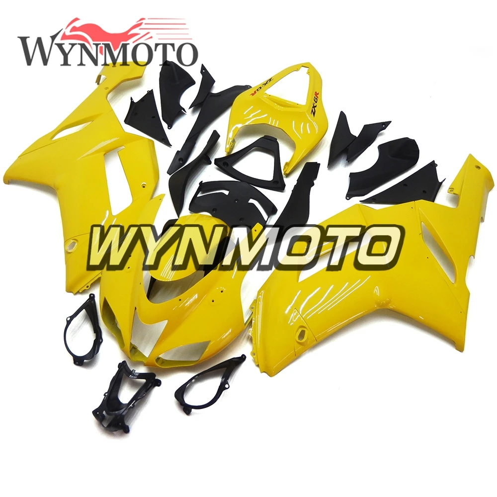 

Полный ABS инъекции Обтекатели для Kawasaki ZX-6R ZX6R 636 2007 2008 мотоцикл ковингс желтый черный рамы кузова