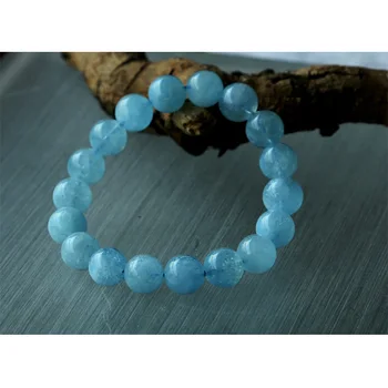 

Free shipping Wholesale Natural Genuine Blue Aquamarine Stretch Bracelet Round Beads 11mm Beryl Bracelets Fit Jewelry