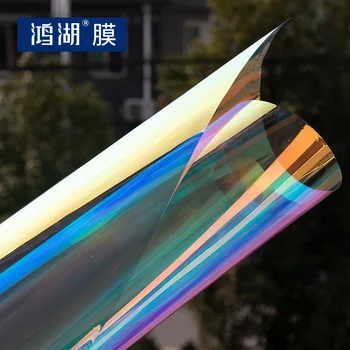 

SUNICE Dichroic Glass Sticker Chameleon Rainbow Window Film Stained Glass House Christmas Festival Decor Waterproof 1.37x3m