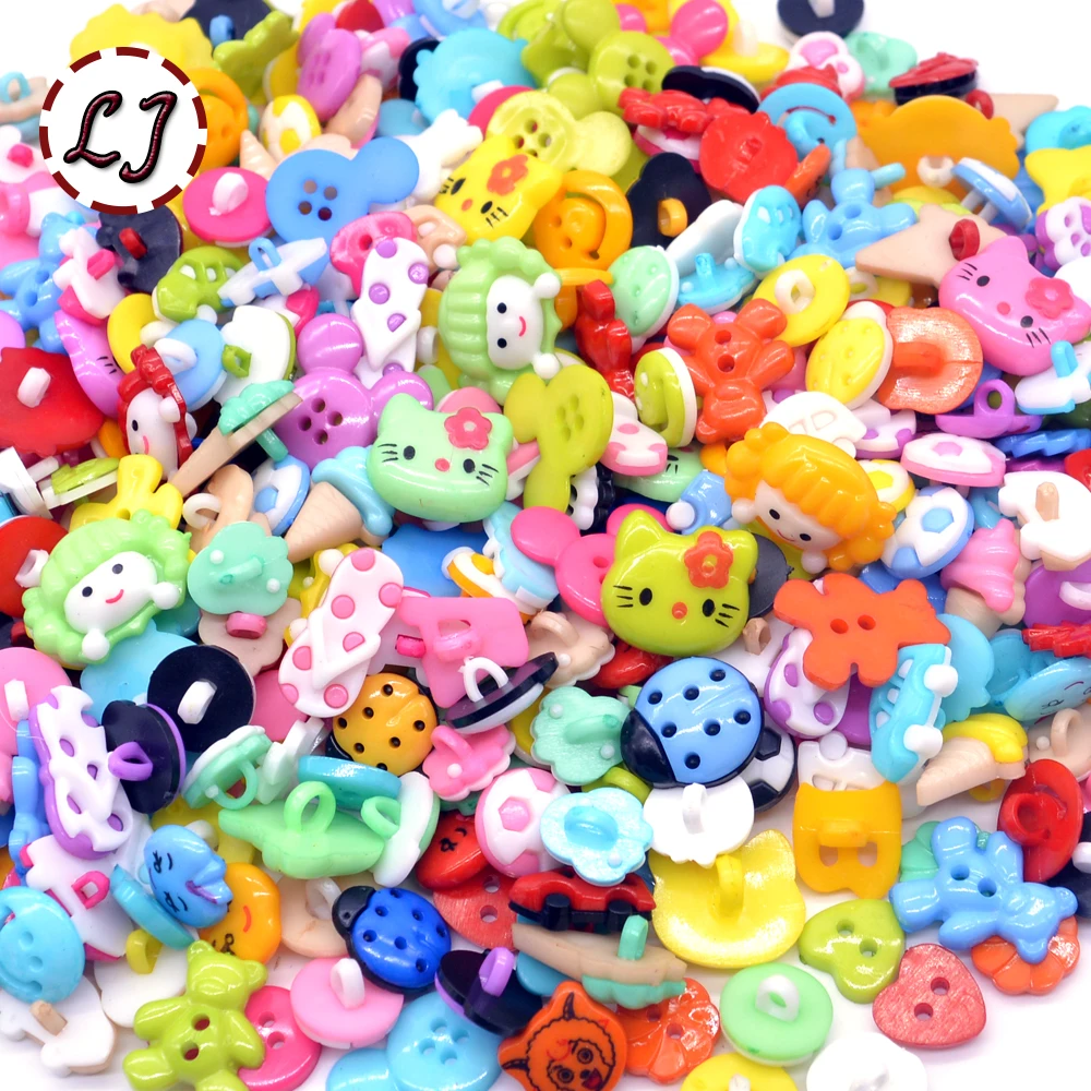 50pcs random mixed colorful cartoon button DIY Scrapbooking buttons clothes accessories handmade crafts children's sewing button