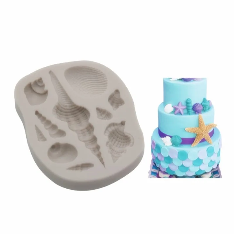 

TTLIFE Lovely Shell Starfish Conch Ice Cream Silicone Mold Fondant Cake Decorating Tools Soap Mold Cake Chocolate Baking Moulds