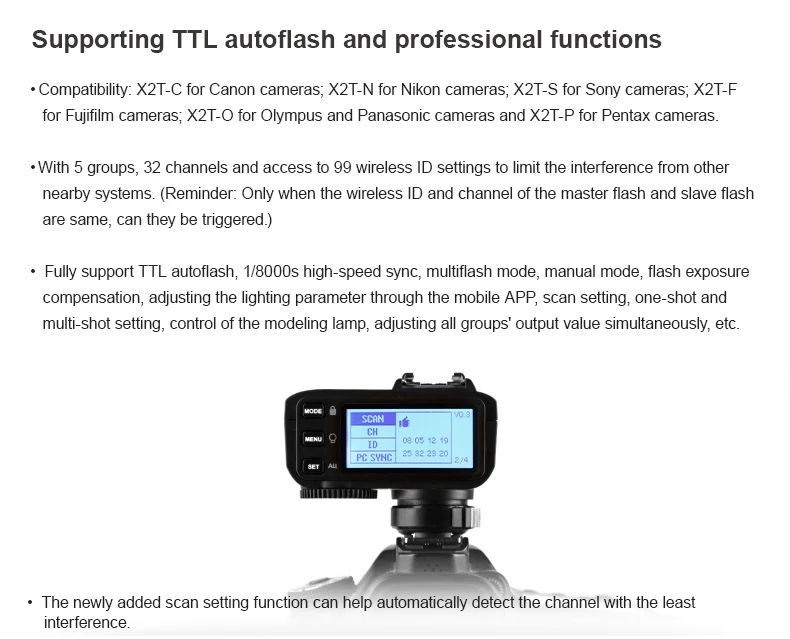 Godox X2 X2T 2,4 ГГц ttl Беспроводной Bluetooth вспышка триггера 1/8000 s HSS Сверло для Olympus/Panasonic E-M10II, E-M5II, E-M1, MC-GF1, DMC-GX85