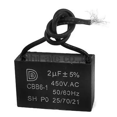 

CBB6-1 AC 450V 2uF 5% Tolerance 2-Wire Motor Running Capacitor