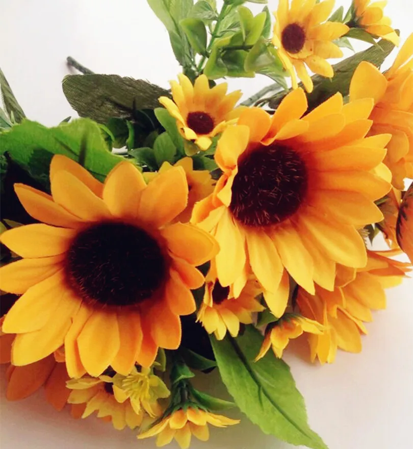 4pcs per lot Fake Sunflower Bunch Yellow Gerbera Flowers for Wedding
