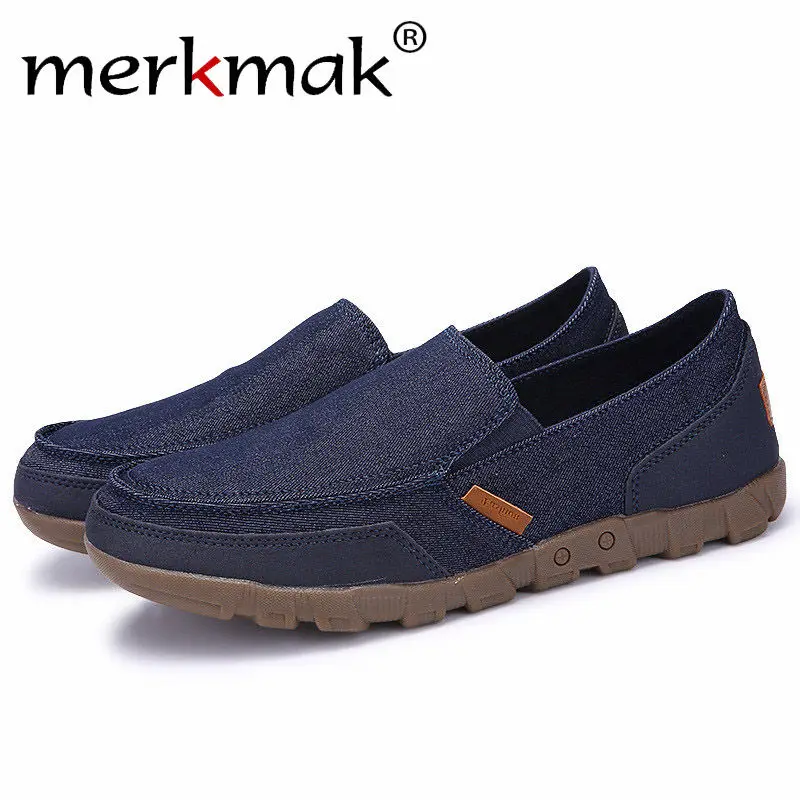 

Merkmak Canvas Men Shoes 2018 Fashion Breathable Handmade Men's Loafers Footwear Slip On Men's Flats Shoes Plue Big Size 38-48