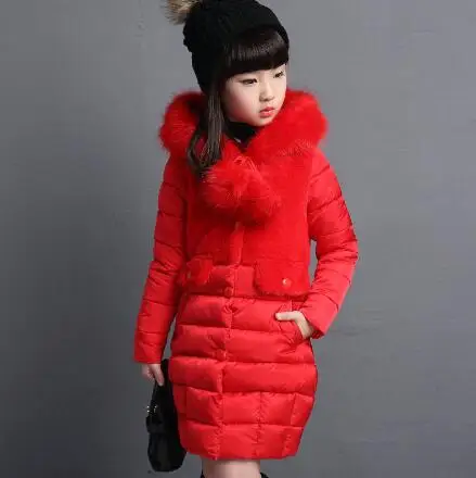 

Girls Winter Jackets Cotton Hooded Coats For Girls Outerwear 2019 Long Winter Parkas Thicken Warm Snowsuits 4 -14 Y high quality