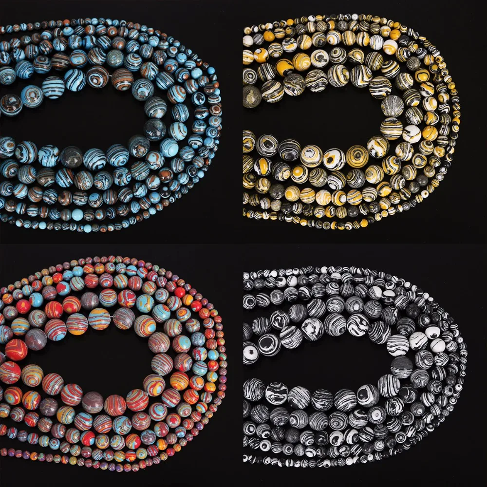 New Fashion Synthetic Malachite 38cm/Str Hole Dia 1mm Round Beads Of Synthetic Color For jewelry Accessories