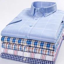 Новое летнее платье из чистого хлопка с разноцветным принтом Argyle клетчатая саржа деловая Повседневная рубашка с короткими рукавами Мужская брендовая тонкая дышащая