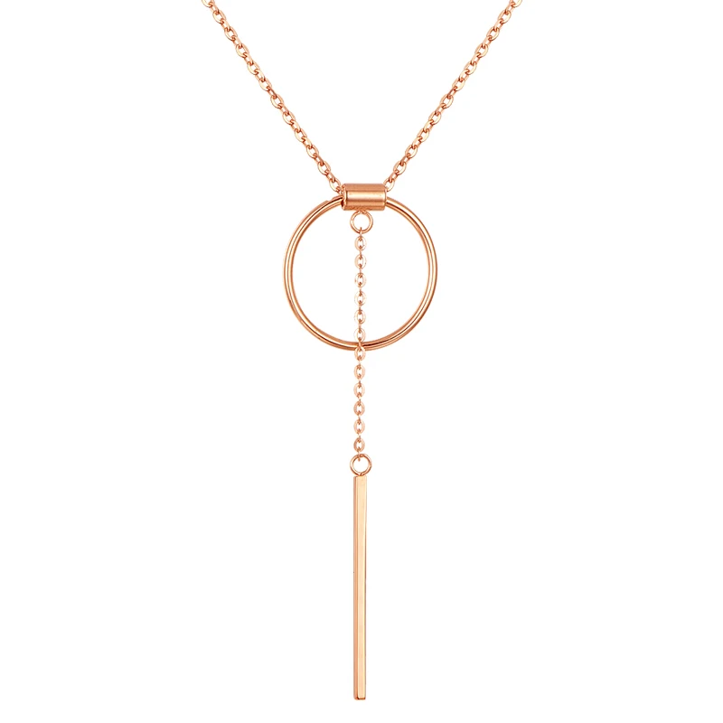 

Solid AU750 Rose Gold Necklace Chain Women Geometric Pendant Necklace 2.02g