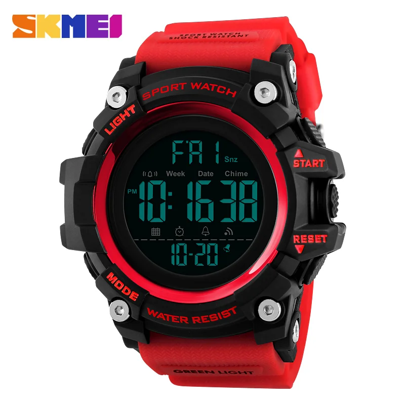 SKMEI модные уличные спортивные Смарт-часы мужские Bluetooth многофункциональные фитнес-часы 5 бар водонепроницаемые цифровые часы Reloj Hombre - Цвет: Red Watch 1384