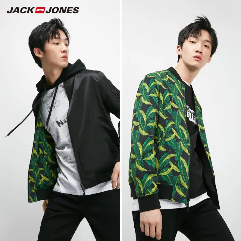 JackJones Мужская Черная камуфляжная Двусторонняя короткая бейсбольная куртка-219121559