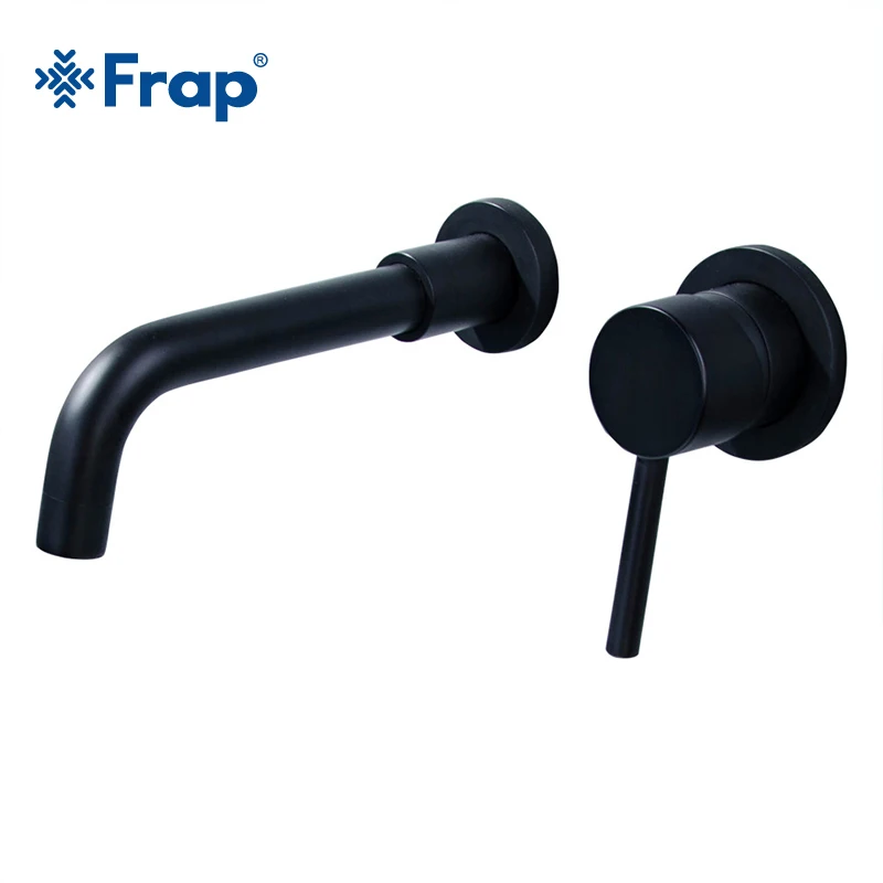 Frap High Quality Round 2 Hole Wall Sink Basin Mixer Tap Wels Bathroom Spout Faucet With Single Lever In Matt Black Y10116 Frap High Quality Round 2 Hole Wall Sink Basin Mixer Tap Wels Bathroom Spout Faucet With Single Lever In Matt Black Y10116