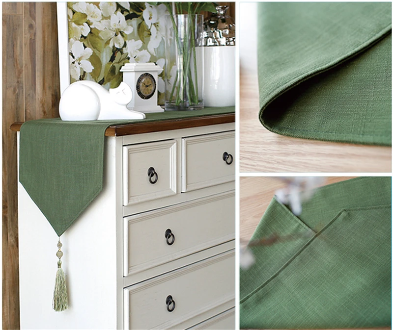 6 однотонных цветов, современный простой стиль, Настольная дорожка, мягкий и высококачественный шкафчик для кофе, покрытие, скатерть для отеля и свадебного декора - Цвет: Dark green