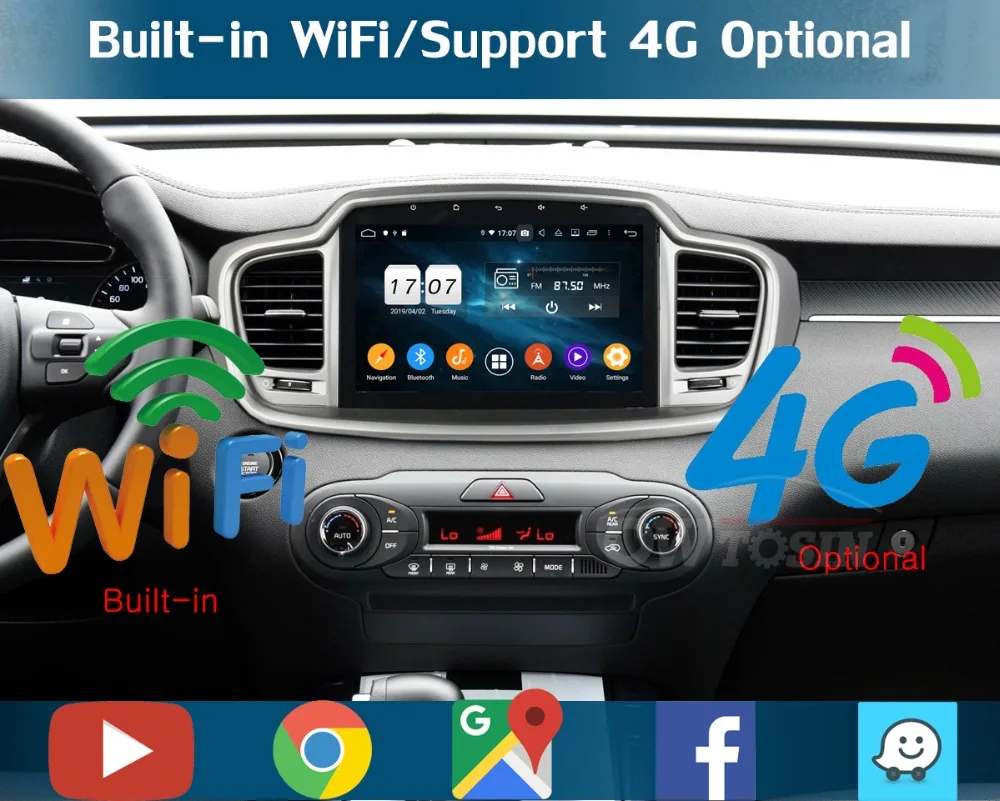 Sale 10.1" IPS Octa Core 4G RAM+64G ROM Android 9.0 Car DVD Radio GPS For KIA sorento 2015 2016 DSP CarPlay Parrot BT Stereo Adas 9