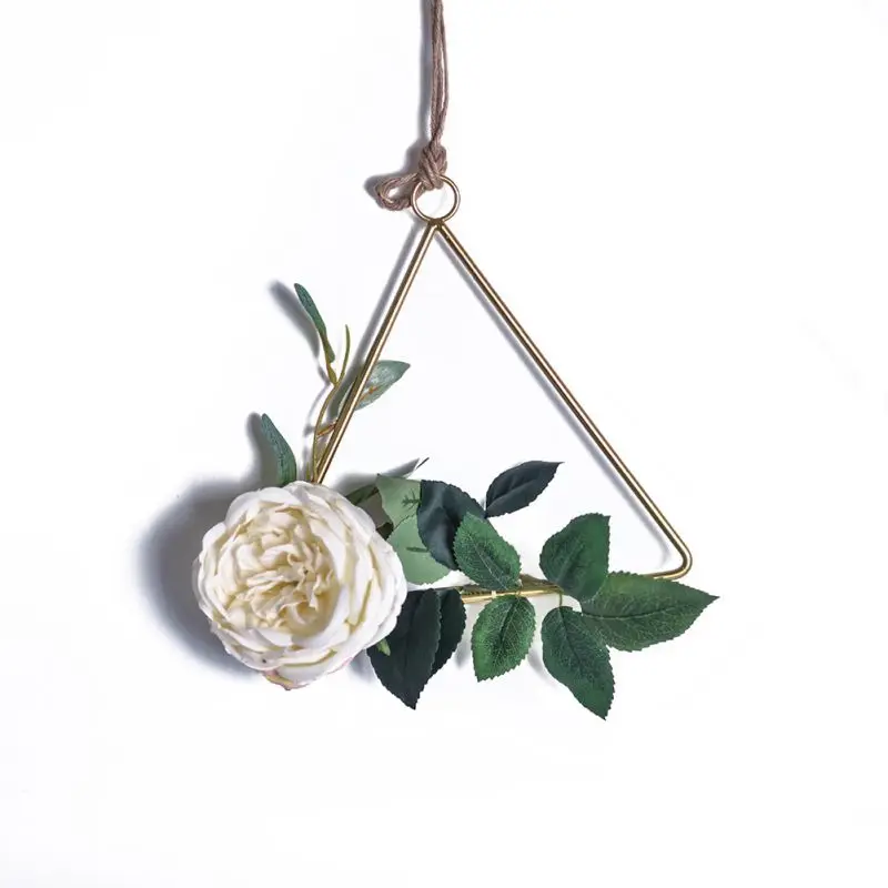 Кованого железа геометрический венок Настенный декор цветочный обруч для свадьбы